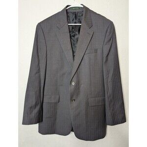 Lauren Ralph Lauren Men's 100% Wool Blazer Jacket Gray Stripe 42L Work 2 Buttons